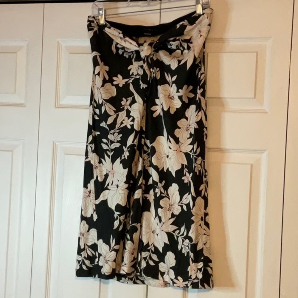 Sanctuary Floral Black Midi Skirt Front Slit Small